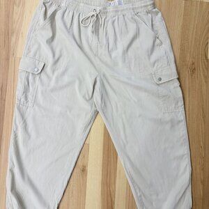 Time And Tru Khaki Drawstring Cargo Pants XXXL (22) Elastic Waist Relaxed Fit